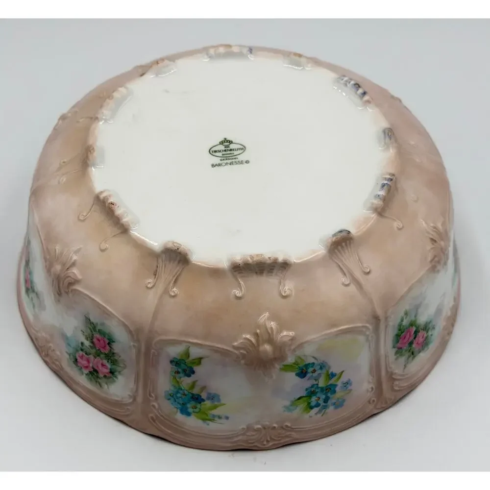 Tirschenreuth Baronesse Bavaria Serving Bowl Hand-painted Roses 24K Gold Trim